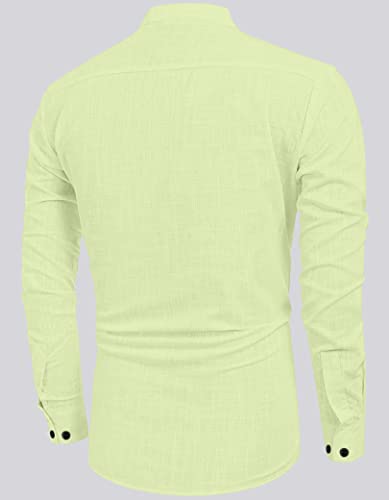 Hemadhav MenS Regular Fit Cotton Blend Casual Kurta Light Yellow