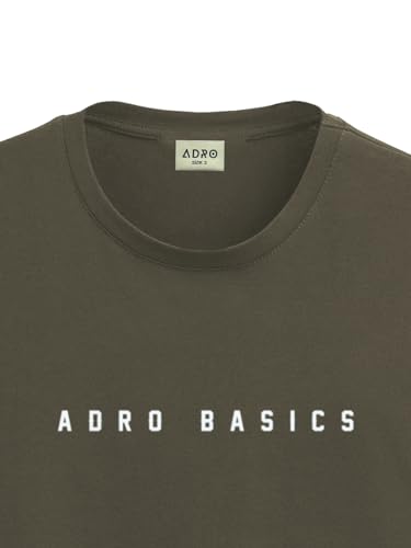 ADRO Men's Solid Regular Fit T-Shirt (RN24-AR2-OL_Olive