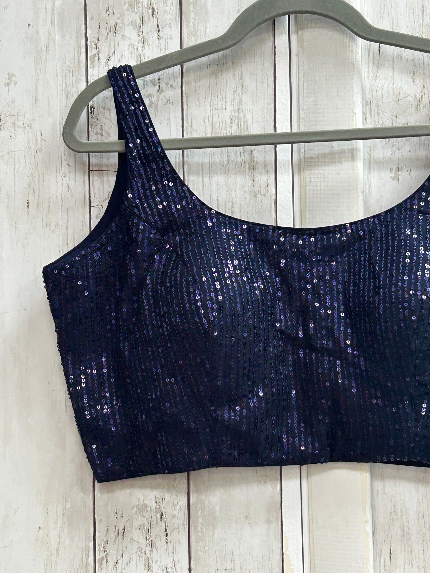Blue sleeveless blouse