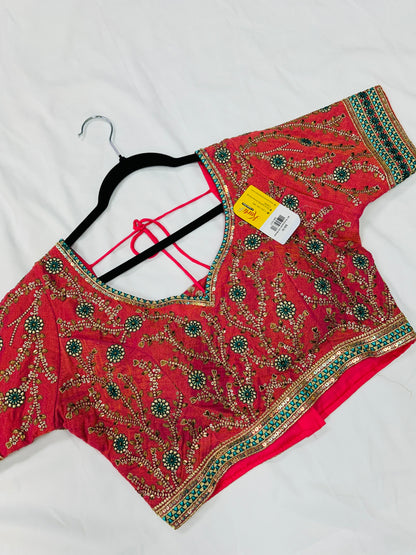 Pink Kanjeevaram silk blouse