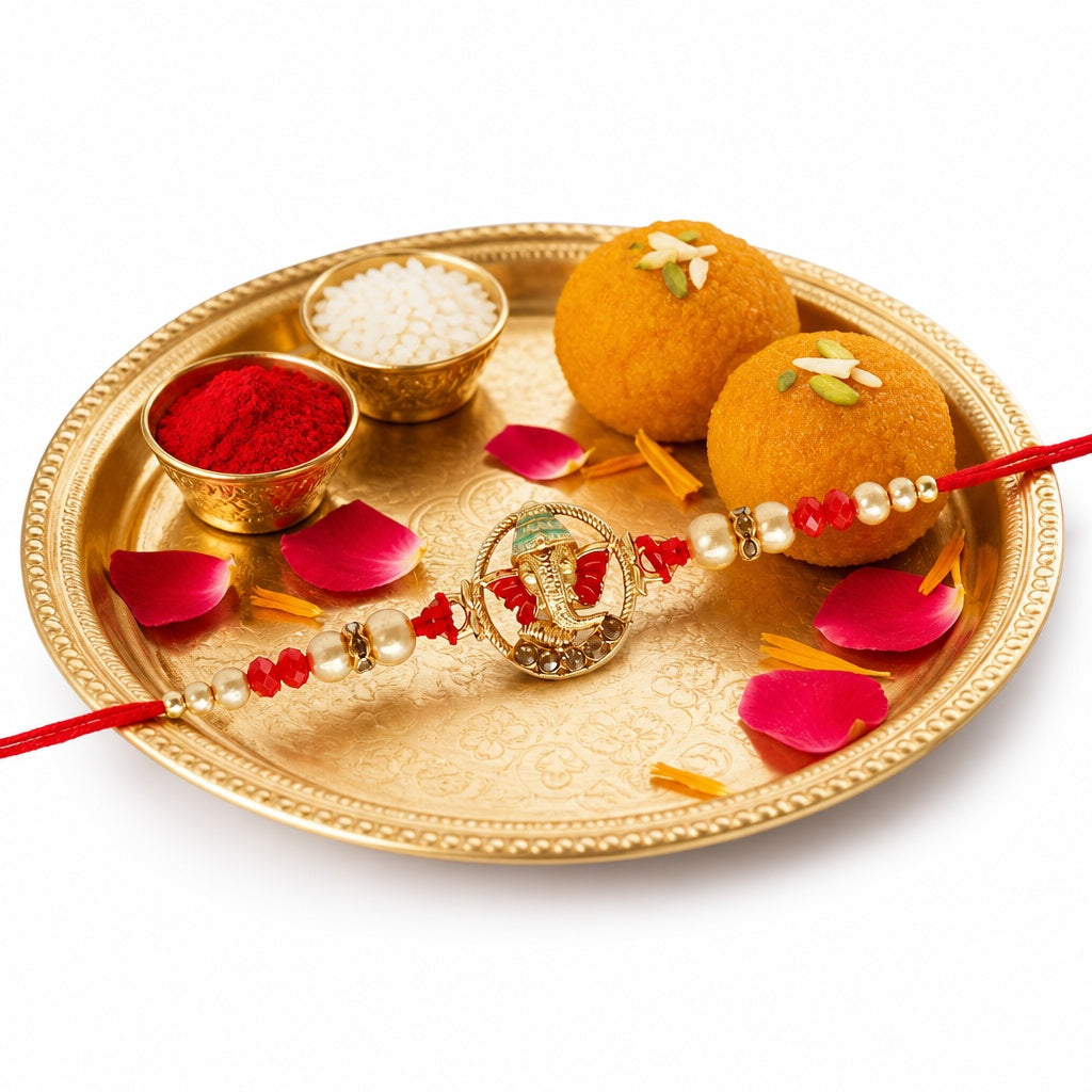 Premium Designer Ganesha, Ganpati Rakhi for Brother – Rakhi Thread, Rakhi Bracelet, Traditional Raksha Bandhan Gift for Bhaiya