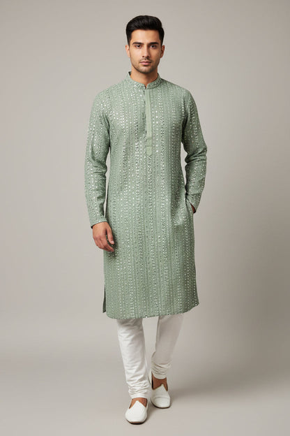 Light green kurta pajama set for men