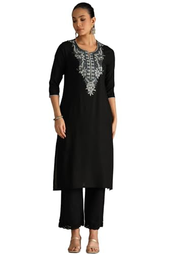 Soch Womens Rayon Floral Print Kurta with Thread Work