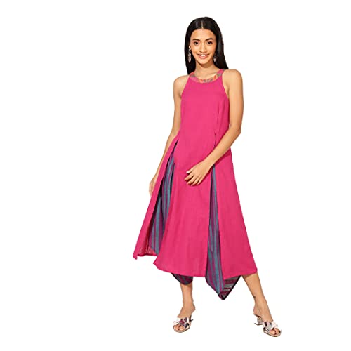 Fabindia WomenS Cotton Flared Calf Length Kurta (210648201_Magenta
