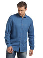 Turtle Men Cotton Lyocell Slim Fit Blue Solid Casual Shirt