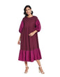 Fabindia WomenS Cotton Blend A-Line Knee-Length Casual Dress (200001401_Purple