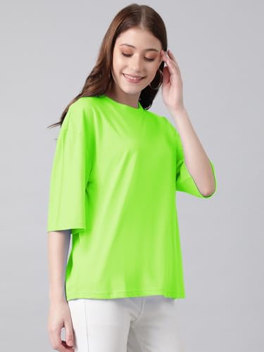 KOTTY Womens Cotton Blend Solid Oversized T-Shirts