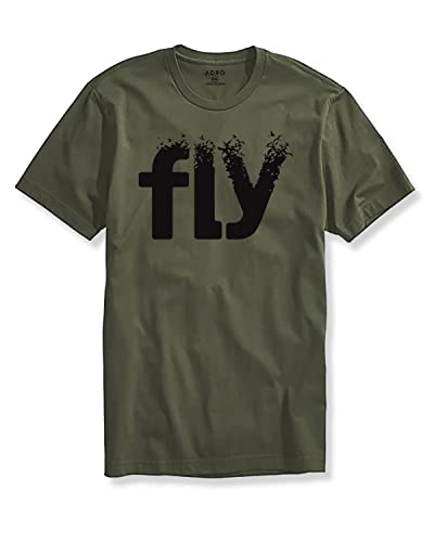 ADRO Fly Mens Cotton Printed T-Shirts (R21-M-FLY-OL_Olive_XL)