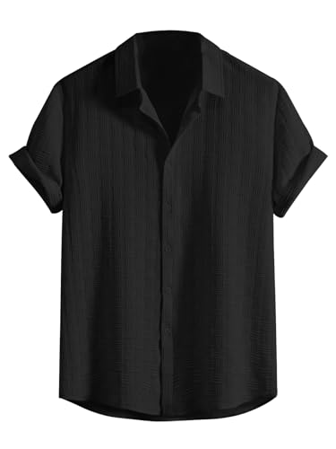 Leriya Fashion Mens Solid Regular Fit Shirt (LF-MS-6246_Black