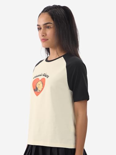 The Souled Store Official Popeye: Classic Charm Women and Girls Short Sleeve Round Neck Round Neck Grey Cotton Relaxed Fit T-Shi