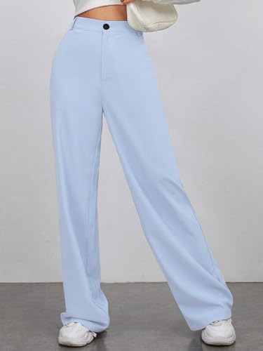 Toochki Trousers for Women | Womens High-Waisted Pant | Trouser | Korean Style | Sky Blue | Bottom Wear