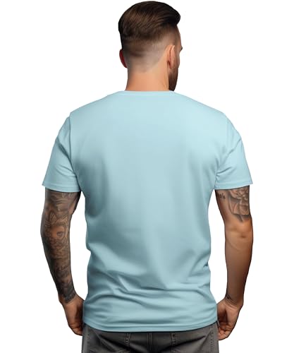 Peppyzone Mens Regular Fit T-Shirt (RT-Trendy 51-55_Sky Blue5