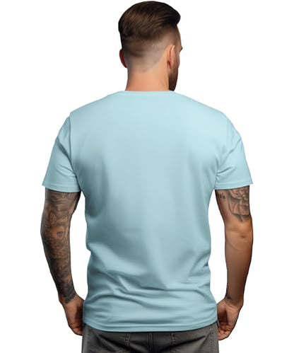 Peppyzone Mens Regular Fit T-Shirt (RT-Trendy 51-55_Sky Blue5