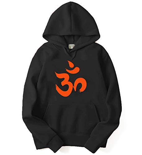 ADRO OM Design Printed Hoodies/Sweatshirts for Men & Women (H20-M-OUM-BL_Black_XL)