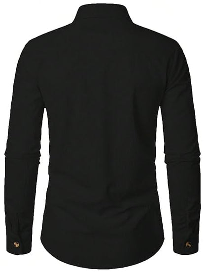 Trillmixa MenS Polyester Shirt With Spread Collar Neck Full Sleeves Two Side Pockets Solid Pattern Relaxed Fit And Standard Len