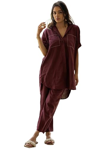 ANNI DESIGNER Women's Ethnic Co-ord Set | Viscose Embroidery Kurta Pant Set | Stylish Indian Co-Ord Set | Summer Festive & Travel Wear