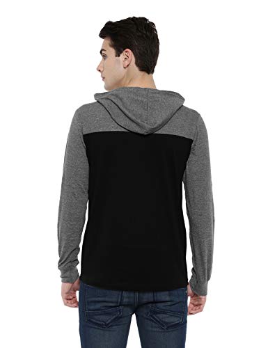 ADRO Full Sleeve Color Block T-Shirt for Men (FR4-3-HD-BL_Black)