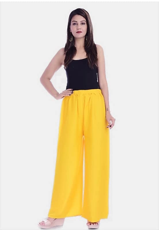 Fashion Gallery WomenS Rayon Relaxed Fit Palazzo Pants With Full Length Pull On Closure And Elasticated Flexible Waist|Palazzo