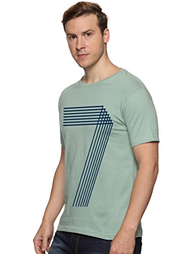 ADRO Men's 7 Number Design Printed T-Shirt (RN23-M-777-PT_Pista)