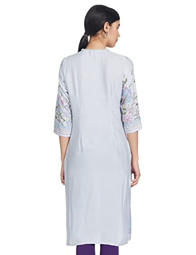W for Woman Casual Floral Print Rayon Straight Kurta for Women