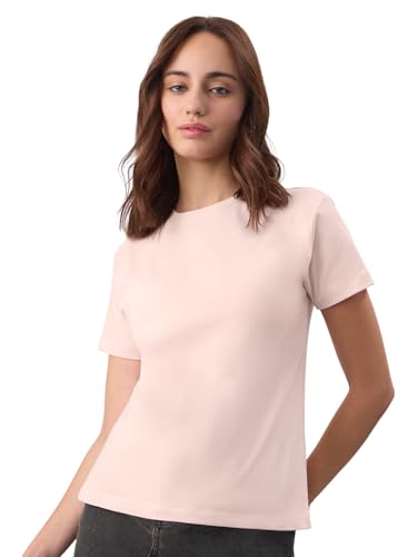The Souled Store Casual Classics: Angel Dust Women and Girls Short Sleeves Round Neck Solid Cotton Regular Fit Lightweight Every