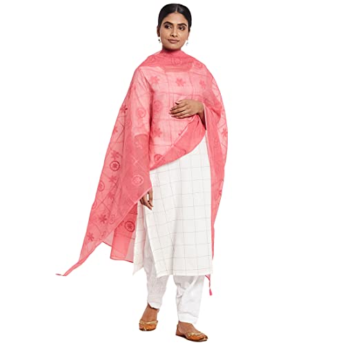Fabindia Women Silk Chikankari Dupatta Cotton_Freesize