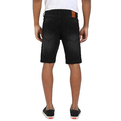 Campus Sutra Mens Boyfriend Shorts (CBSSSM23JN_SHORT3L_M_PLN_BL_Black