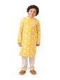 Pspeaches Boys Floral Printed Pure Cotton Kurta With Pyjamas