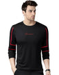 EYEBOGLER Mens Cotton Blend Round Neck Full Sleeve Printed Tshirt Black Red