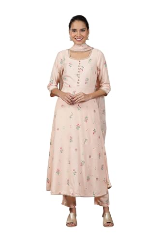 Aurelia Women? Floral Printed Flared Kurta Set with Palazzos and Dupatta for Women