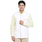 Fabindia Men Linen Striped Jacket White_Xl