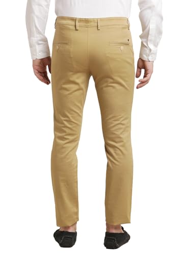 Turtle Men Cotton Stretch Narrow Fit Printed Dark Beige Flat Front Casual Trouser || Pant || Mens Trouser