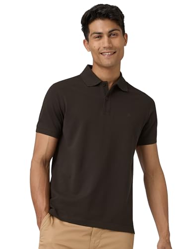 XYXX Mens Cotton Solid Regular Fit T-Shirt (XY_CR14_Polo Tshirt_1_Mocha Brown