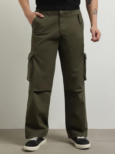Nobero MenS Loose Casual Pants (1M-Bwcp-R0002_Military Green