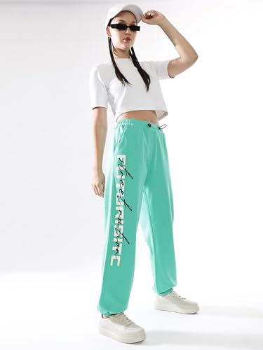 Hubberholme Women Printed Jogger High-Rise Casual Track Pants 10 Blue