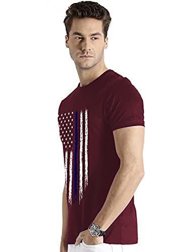 ADRO Men's Regular Fit T-Shirt (RNR-M-USA-BG_Maroon)