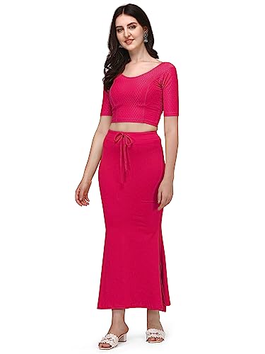 Shiv Textiles Round Neck Dobby Cotton Lycra Stretchable Elbow Sleeve Readymade Saree Blouse For Women Stylish (Pinkfree Size)