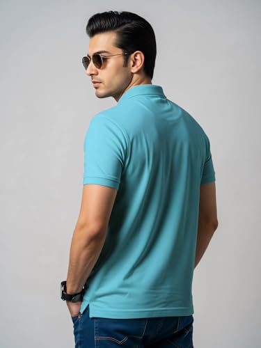 Mens Premium Cotton Polo T-Shirt | 220 GSM Soft Fabric | Casual Stylish Look | Contrast Collar Design Mint Polo T Shirt | Polo T