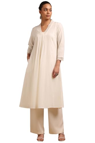 Soch WomenS Pure Cotton Solid Regular Kurta (Cws5Ku61361_Off White