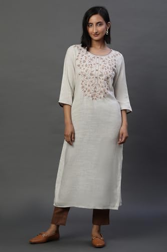 Aurelia WomenS Viscose Regular Kurta (24Fea15047-704174_Natural
