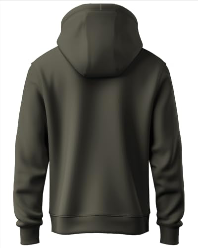 ADRO Men's Cotton Neck Hooded Sweatshirt (H21-M-BYO-OL_Olive)