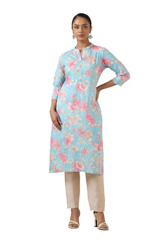 Soch WomenS Cotton Botanical Regular Kurta (Cws5Ku61081_Powder Blue
