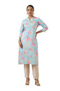 Soch WomenS Cotton Botanical Regular Kurta (Cws5Ku61081_Powder Blue