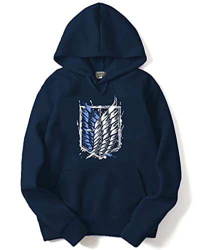 ADRO Men's Cotton Neck Hooded Sweatshirt (H22-1-WINN-NB_Navy_XL)