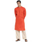 Fabindia Men Dobby Weave Long Kurta Linen_Xs Orange