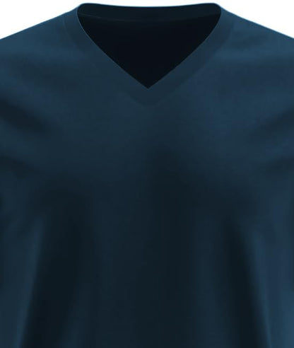 ADRO Mens V Neck T-Shirt|100% Combed Cotton T-Shirt|V-Neck Half Sleeve T-Shirt|VN24-M-PLN-SB
