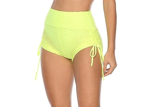 Shasmi Womens Workout Yoga Shorts, High Waisted Drawstring Scrunch Booty Shorts Ruched Butt Lift Athletic Running Tights (Short