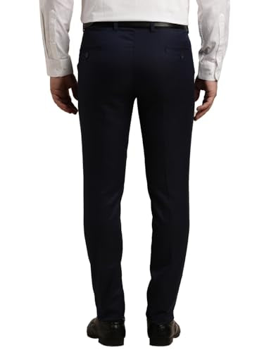 Turtle Men Poly Viscose Ultra Slim Fit Navy Formal Trouser