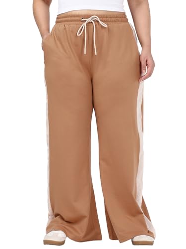 Bewakoof Air 1.0 Official Marvel Merchandise WomenS Side Panel Wide Leg Terry Plus Size Track Pant_657465_Brown_5Xl