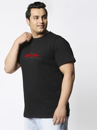 Bewakoof Official House of The Dragon Merchandise Mens Graphic Print Regular Fit Half Sleeve Round Neck Cotton Plus Size T-Shir